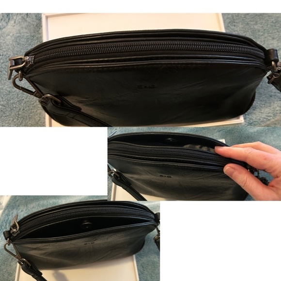 S-Q Vegan Crossbody Bag with Structured Curved Bottom Black - Picture 10 of 16